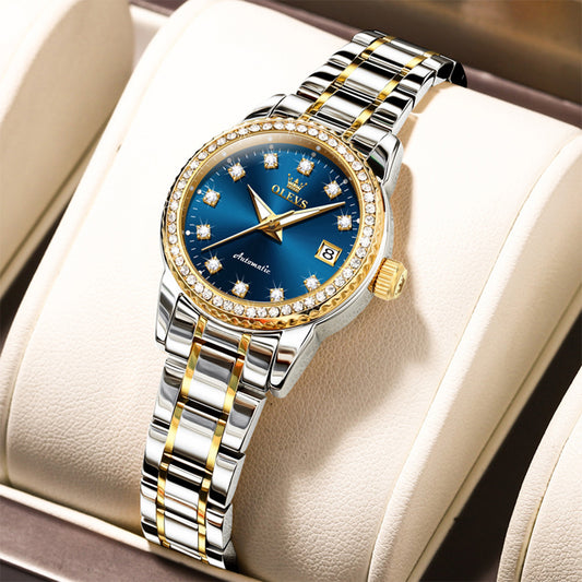 OLEVS 7003 Automatic Watches for Women Stainless Steel Durable Women's Watches Waterproof Business Womens Luxury Watches Fashion Luminous Date Self Winding Watches for Women Reloj para Mujer