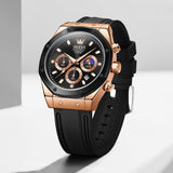 OLEVS 9911 Watches for Men Chronograph Waterproof Luxury Dress Quartz Silicon Strap Multifunction Moon Phase Business Calendar Luminous Men Wrist Watches Reloj Para Hombre Gray/Black/White