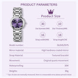OLEVS 5575 Watches for Womens Analog Quartz Silver Strap Fashions Classic Dress Stainless Steel Date Waterproof Casual Ladies Watches Gift Womens Wrist Watches Reloj Para Mujer White/Pink/Purple