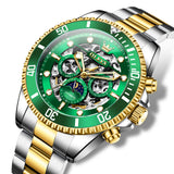 OLEVS 6715 Automatic Watches for Men Skeleton Self Winding Mechanical Fashion Dress Chronograph Moon Phase Stainless Steel Waterproof Luminous Mens Wrist Watches Gift Reloj Para Hombre