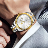 OLEVS 5593 Men's Quartz Watch, Elegant Design with Sub-Dial, Calendar Display, Perfect for Dates and Multiple Occasions