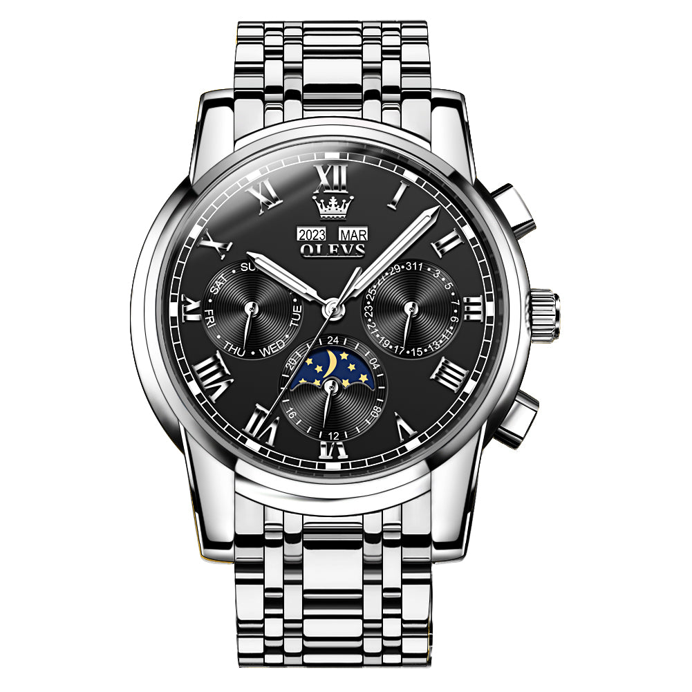 Black Strap-Black Dial Silver Trim