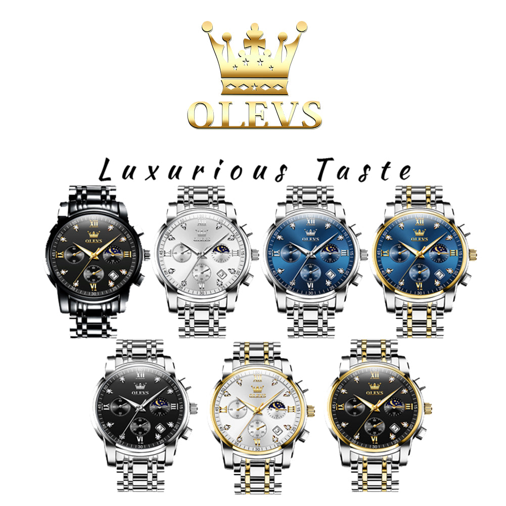 Two Tone Strap-Blue Dial Gold Trim