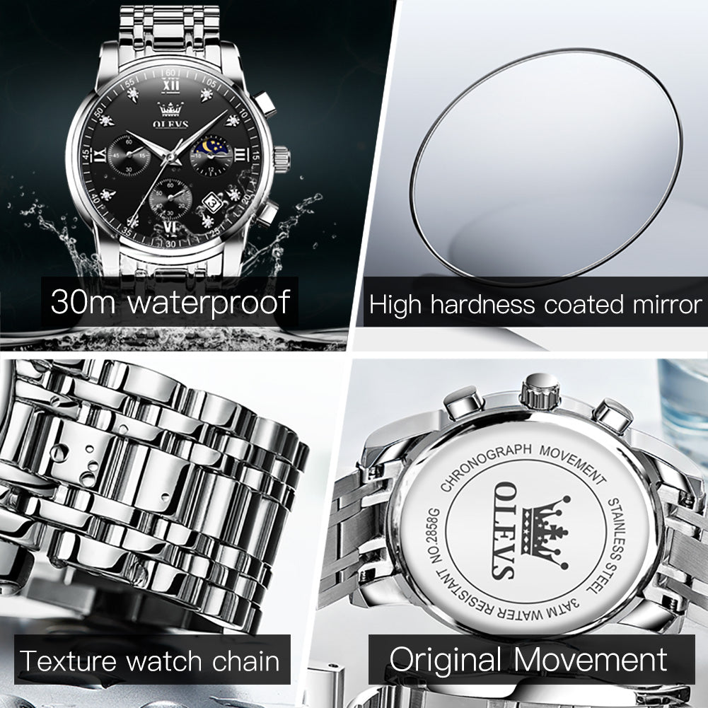 Silver Strap-Black Dial Silver Trim