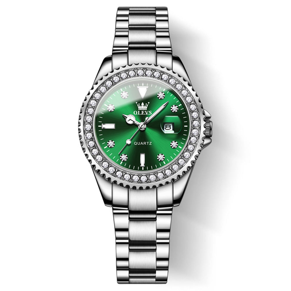 Silver Strap - Green Dial Silver Trim