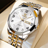 OLEVS 9970 Watches for men Business Dress Luxury Casual Analog Quartz Stainless Steel Waterproof Luminous Date Men Wrist Watches reloj para hombre Blue Dial