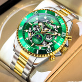 OLEVS 6715 Automatic Watches for Men Skeleton Self Winding Mechanical Fashion Dress Chronograph Moon Phase Stainless Steel Waterproof Luminous Mens Wrist Watches Gift Reloj Para Hombre