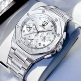 OLEVS 3626 Watches for Men Business Dress Analog Quartz Chronograph Gold Plated Stainless Steel Waterproof Luminous Date Classic Mens Wrist Watches Reloj Para Hombre