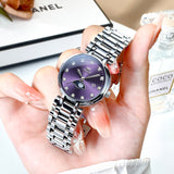 OLEVS 5573 Women's Quartz Watch with Arabic numerals and Diamond Dial Design, Blue Hands, Date Display, 3ATM Water Resistance