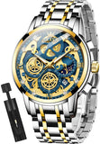 OLEVS 9947 Mens Watch Chronograph Luxury Diamond Dress Business Analog Quartz Wrist Watches Stainless Steel Waterproof Luminous
