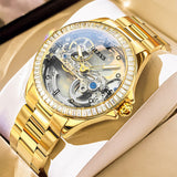 OLEVS 6699 Automatic Watches for Womens Mechanical Diamond Skeleton Self Winding Luxury Dress Waterproof Luminous Ladies Watches Womens Wrist Watches Gift Reloj Para Mujer