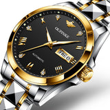 OLEVS Men Watch Stainless Steel Chronograph Roman Numerals Moon Phases Luminous Analog Quartz Luxury Dress Watch for Men