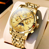 OLEVS 6633 Mens Watches Automatic Luxury Big Face Multi Calendar Stainless Steel Waterproof Luminous Wrist Watch for Men