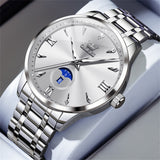 OLEVS 3646 Watches for Men Diamond Business Dress Casual Analog Quartz Stainless Steel Waterproof Luminous Day Date Men Wrist Watches Reloj Para Hombre White Dial