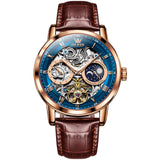 Brown Strap - Blue Dial Rose Trim