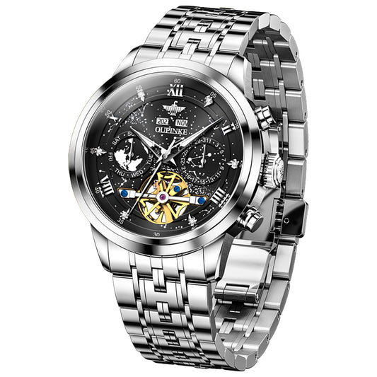 OUPINKE 3255 Self Winding Black Watches for Men Luxury Business Dress Mens Watch Reloj Para Hombre