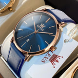 OLEVS 5869 Watches for Men Minimalist Ultra Thin Fashion Casual Analog Quartz Date Watch Waterproof Slim Simple Big Face Dress Mens Wrist Watches with Retro Leather Band for Men Reloj para Hombre