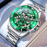 OLEVS 6715 Automatic Watches for Men Skeleton Self Winding Mechanical Fashion Dress Chronograph Moon Phase Stainless Steel Waterproof Luminous Mens Wrist Watches Gift Reloj Para Hombre