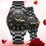 OLEVS 5563Couple Watch Valentines Couple Matching Watches His and Her Couple Set Wrist Watch Men and Women Lovers Wedding Waterproof Romantic Gifts Set of 2