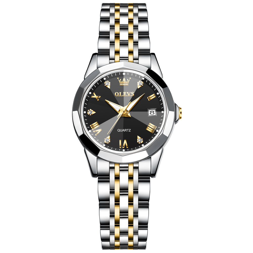 Olevs Women\'s Silver Stainless Steel Elegant Diamond Roman Numerals Wrist Watch OLEVS Easy Read Diamond Women main image 4