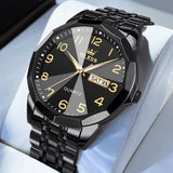 OLEVS 9970 Watches for men Business Dress Luxury Casual Analog Quartz Stainless Steel Waterproof Luminous Date Men Wrist Watches reloj para hombre Blue Dial