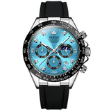 Black Strap - Blue Dial Silver Trim