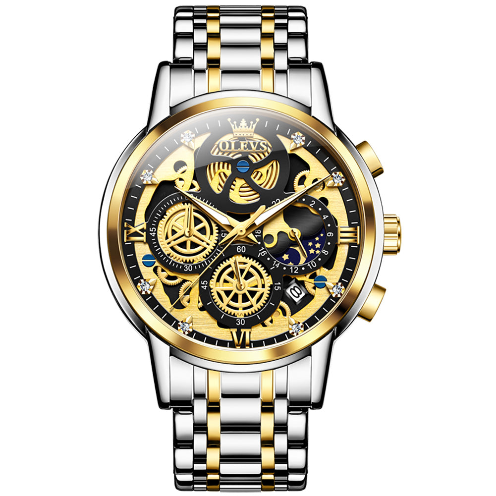 Two Tone Strap - Black Dial Gold Trim