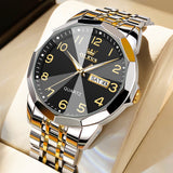 OLEVS 9970 Watches for men Business Dress Luxury Casual Analog Quartz Stainless Steel Waterproof Luminous Date Men Wrist Watches reloj para hombre Blue Dial