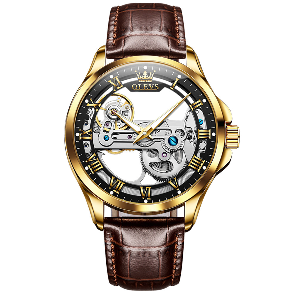 OLEVS 6661 Skeleton Watches for Men Automatic Self Winding