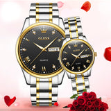 OLEVS 5563Couple Watch Valentines Couple Matching Watches His and Her Couple Set Wrist Watch Men and Women Lovers Wedding Waterproof Romantic Gifts Set of 2