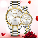 OLEVS 5563Couple Watch Valentines Couple Matching Watches His and Her Couple Set Wrist Watch Men and Women Lovers Wedding Waterproof Romantic Gifts Set of 2