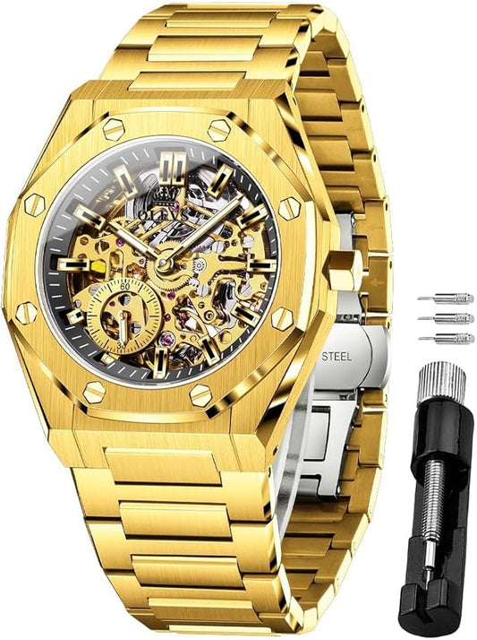OLEVS  6669 Self Winding Watches for Men Automatic Mechanical Tourbillon Stainless Steel Waterproof Luminous Luxury Dress Wrist Watches