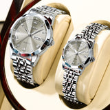 OLEVS 9931 Couple Watches His and Her Fashion Dresse Romantic Set Pair Matching Stainless Steel Strap Luminous Waterproof Wrist Watch