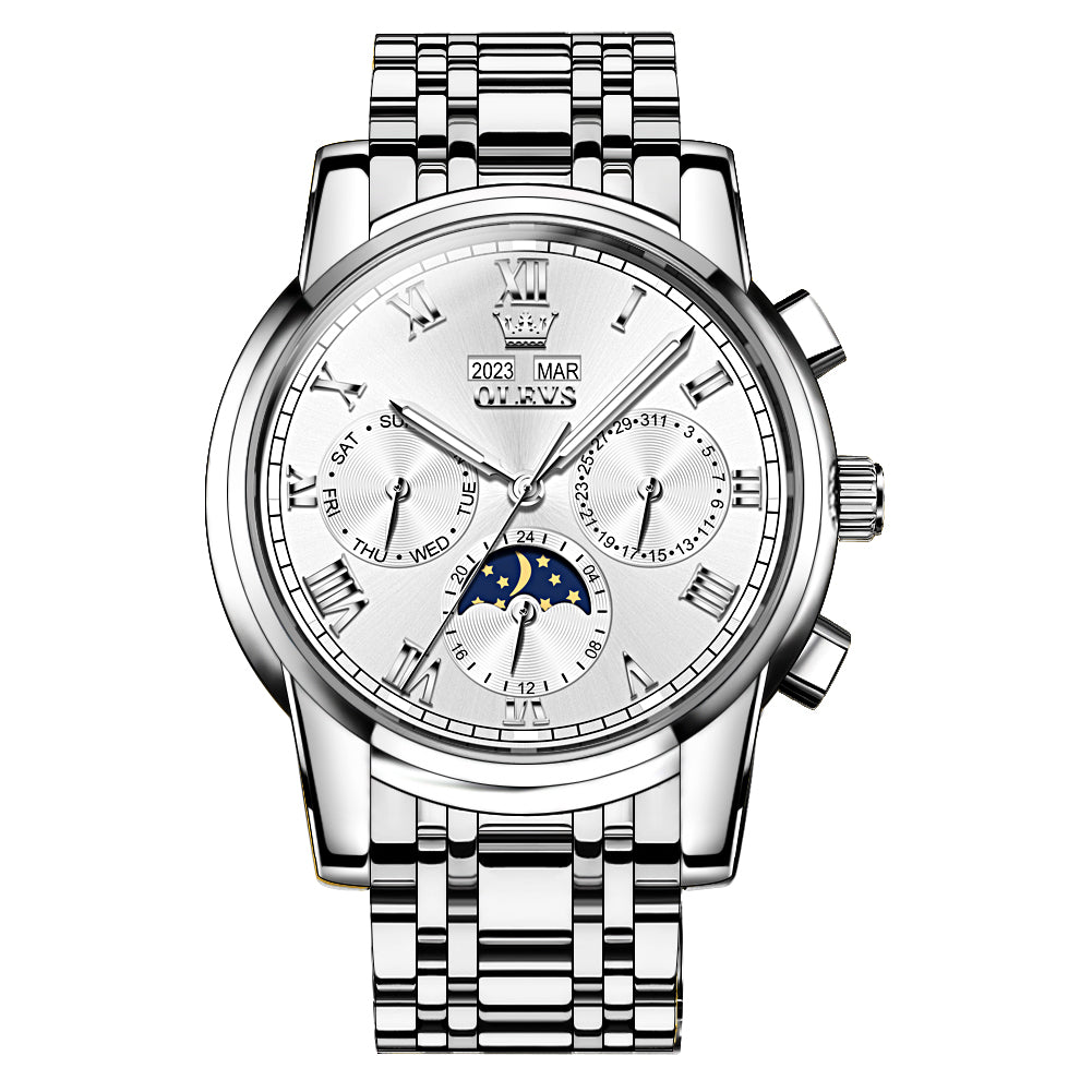 Silver Strap-White Dial Silver Trim