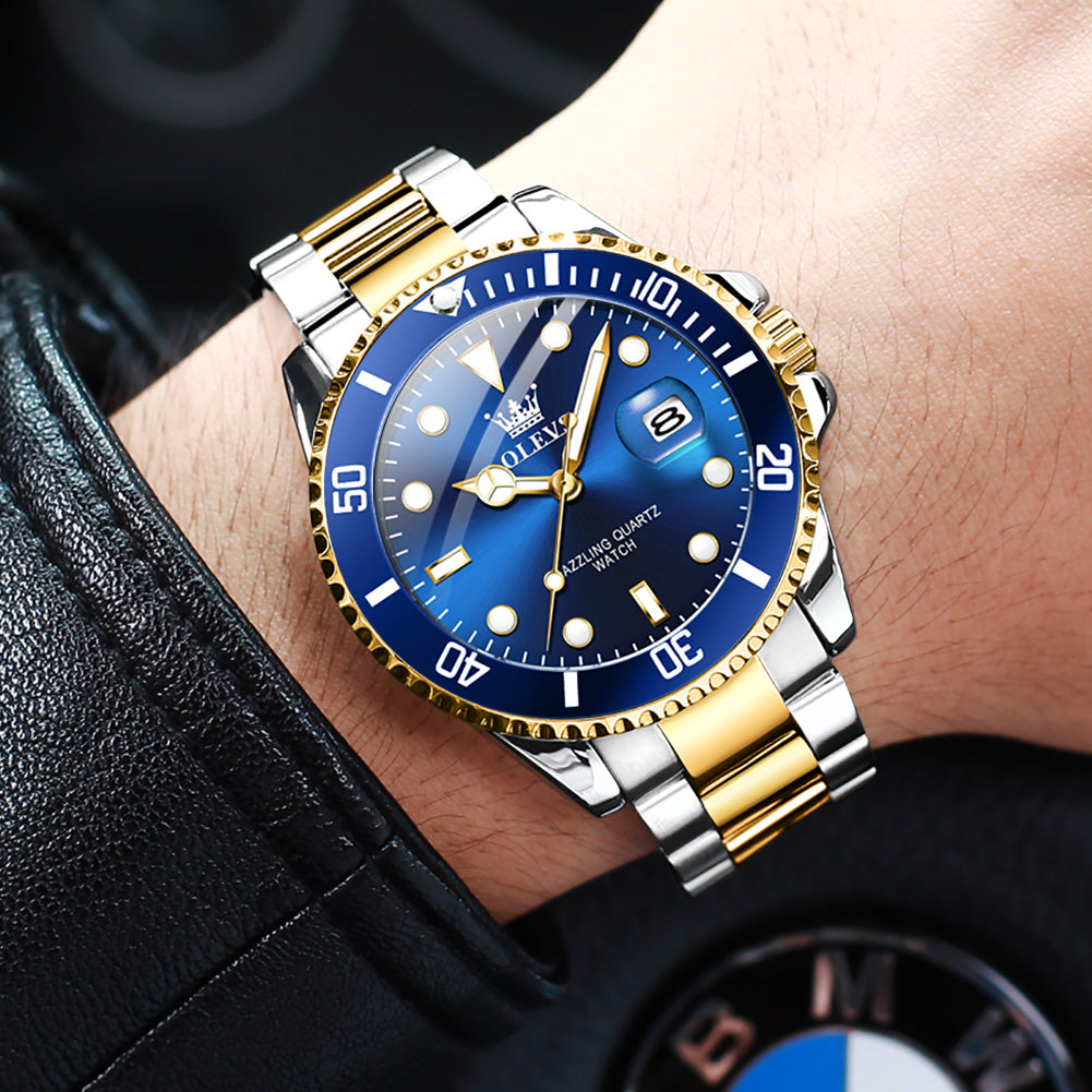 Two Tone Strap - Blue Dial Gold Trim