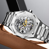 OLEVS 6669 Automatic Watches for Men Self Winding Mechanical Skeleton Luxury Dress Stainless Steel Waterproof Luminous Mens Wrist Watches Reloj Para Hombre