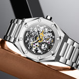 OLEVS 6669 Automatic Watches for Men Self Winding Mechanical Skeleton Luxury Dress Stainless Steel Waterproof Luminous Mens Wrist Watches Reloj Para Hombre
