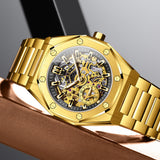 OLEVS 6669 Automatic Watches for Men Self Winding Mechanical Skeleton Luxury Dress Stainless Steel Waterproof Luminous Mens Wrist Watches Reloj Para Hombre