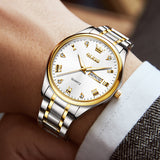 OLEVS 5563 Watches for Men Business Dress Analog Quartz Luxury Black Stainless Steel Waterproof Luminous Classic with Date Mens Wrist Watches Reloj para Hombre