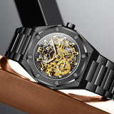 OLEVS 6669 Automatic Watches for Men Self Winding Mechanical Skeleton Luxury Dress Stainless Steel Waterproof Luminous Mens Wrist Watches Reloj Para Hombre