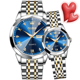 Two Tone Strap-Blue Dial Silver Trim
