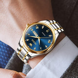 OLEVS 5563 Watches for Men Business Dress Analog Quartz Luxury Black Stainless Steel Waterproof Luminous Classic with Date Mens Wrist Watches Reloj para Hombre