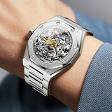 OLEVS 6669 Automatic Watches for Men Self Winding Mechanical Skeleton Luxury Dress Stainless Steel Waterproof Luminous Mens Wrist Watches Reloj Para Hombre
