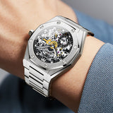 OLEVS 6669 Automatic Watches for Men Self Winding Mechanical Skeleton Luxury Dress Stainless Steel Waterproof Luminous Mens Wrist Watches Reloj Para Hombre