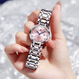 OLEVS 5575 Watches for Womens Analog Quartz Silver Strap Fashions Classic Dress Stainless Steel Date Waterproof Casual Ladies Watches Gift Womens Wrist Watches Reloj Para Mujer White/Pink/Purple