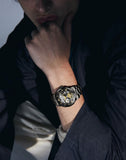 OLEVS 6670 Men Automatic Watch Diamond Skeleton Mechanical Luxury Self Winding Moon Phase Calendar Waterproof Wrist Watch for Men