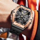 Men Automatic Sports Watch Original Skeleton Mechanical Self Winding Luxury Dress Sapphire Crystal Waterproof Wrist Watch for Men 6012