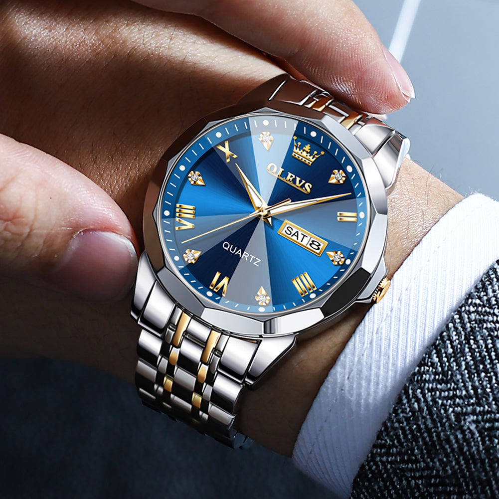 Two Tone Strap - Blue Dial Gold Trim