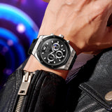 OLEVS 9911 Watches for Men Chronograph Waterproof Luxury Dress Quartz Silicon Strap Multifunction Moon Phase Business Calendar Luminous Men Wrist Watches Reloj Para Hombre Gray/Black/White