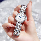 OLEVS 5575 Watches for Womens Analog Quartz Silver Strap Fashions Classic Dress Stainless Steel Date Waterproof Casual Ladies Watches Gift Womens Wrist Watches Reloj Para Mujer White/Pink/Purple